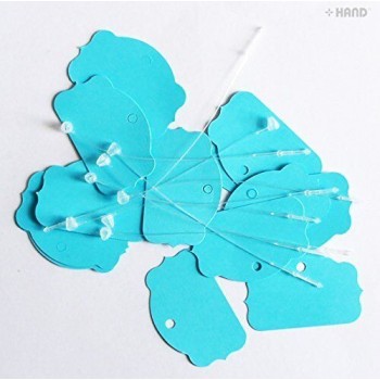 Plain Assorted Colours Labelling Small Shaped Paper Tags 40x25mm with Nylon Lock String - Appx 500 pcs (Blue)