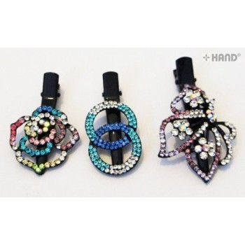 No. 038-1 Set of 3 Beautiful Shiny Diamante Assorted Design Hair Clips for All Ages