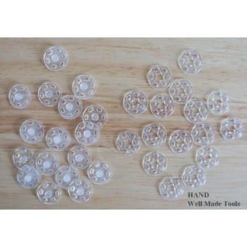 50 Pcs Plastic Clip Buttons, Invisible Clip Buttons 15mmW Clear