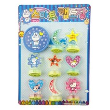 HAND Doraemon Children's Ink Stamps Featuring Minnie Mouse, Hello Kitty, Snoopy and Stitch - Set of 8 Stamps with Ink Pad