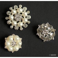 BR39 Assorted Beautiful Elegant Pearl and Clear Crystal Small Brooches - pack of 3