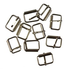 HAND SSMB09 Silver Tone Metal Square Shape Belt Shoe Handbag Buckle 3.2cm - Pack of 10