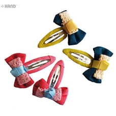 BHC01 Beautiful Ribbon Bow Hair Clips - Assorted Colours - Pack of 2 Pairs