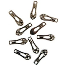 HAND Zip Pulls Tags Fasteners Drop Shape - 181 SILVER - Pack of 10