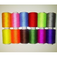 12 Assorted Spools Polyester Sewing Thread Set, Rainbow Colours