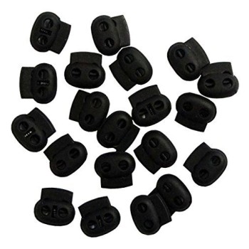 HAND Bean Toggle 8002 BLACK 24mm Plastic Spring Single Hole Stop String Cord Locks - Assorted Sizes and Colours - Pack of 20