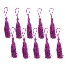 HAND Silky Tassels Purple 12cm Long For Craft Embellishments, Purses, Bags, Keyrings etc. Pack of 10