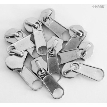 PB10 Large Silver Basic Zip Pull with Head Slider - pack of 10
