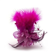 Ladies' Fashionable Soft Feather Net Ascot/Derby Day Fascinator Headdress - Bright Pink