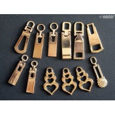 12 Gold Zip Pulls, Tags, Fasteners with Eyelets