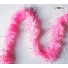 B703 Silver Trim Bright Pink Feather Garland -1.87m