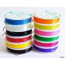 1.0 Rainbow Colours Premium Strength Roll of Bead Craft Stretchy String - Pack of 12