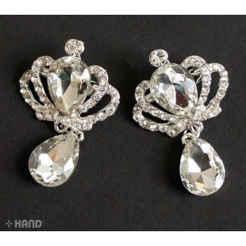 BR33 Beautiful Elegant Clear Crystal Stone Brooch - pack of 2