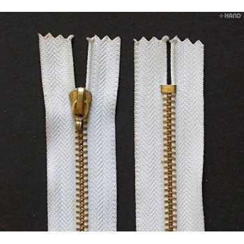 Gold Metal Closed Ended Assorted Colours No5 Zips 25cm - 5 pcs (MZ19 White)