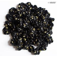 F10 Decorative DIY Craft Assorted Colours Flower with Bead Design Trims - pack of appx 50 (F10-10 Black)