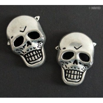A04 Metal Silver Tone DIY Accessories Making Skull Embellishements - pack of 2