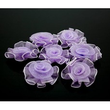 HAND Organza Flower Sew On Trims, Embellishments 30 mm Pack of 10 Lilac