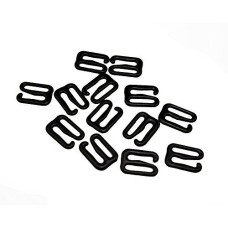 HAND Metal 9 Shape Lingerie Hooks 1 cm x 0.9 cm, Takes Straps up to 0.7 cm Width, Pack of Approx 50 (17 g) Black Plastic Coating