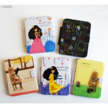 No.3310 Cute Childrens Cartoon Travel/Pocket Folding Notebook Mirror with Hair Comb - Buy 1 Get 1 Free