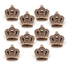 HAND No.9 8024 Gold Colour Crown Trims Loop back Bracelet Charms- Embellishments for Clothing, Jewellery, Pendants - Pack of 10