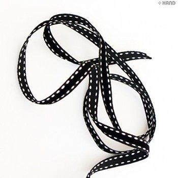 20m Velvet Black and White Craft DIY Ribbon Trim - Assorted Width (NO.FBW04 7mm)