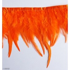 DU15 Orange Natural Rooster Feather Fringe 4.5 inches/ w- appx 2 metres