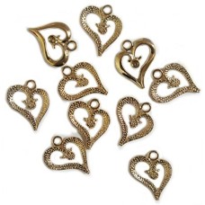 HAND Zip Pulls Tags Fasteners Heart Shape - 424 GOLD - Pack of 10