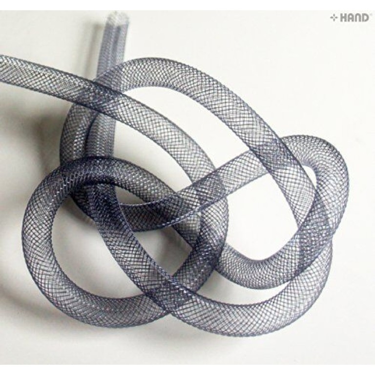 Grey Elastic Lightweight Millinery Tubular Crin Assorted Plain Colours Trim - diameter 8 mm, appx 30 metres per pack Grey Elastic Lightweight Millinery Tubular Crin Assorted Plain Colours Trim - diameter 8 mm, appx 30 metres per pack