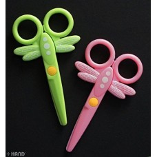 D2-006 Kids Safe Dragonfly Shape Blunt Tip Easy to Use Plastic Scissors 12cm x 2 Pairs 