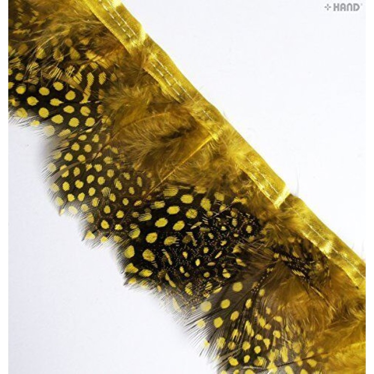 GF Guinea Fowl Feather Fringe 2.5 inches/ w- appx 2 metres (GF01 Yellow) GF Guinea Fowl Feather Fringe 2.5 inches/ w- appx 2 metres (GF01 Yellow)