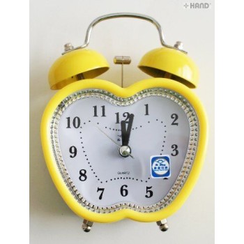 2836 Extremely Silent Quartz Twin Metal Bell Alarm Clock - assorted colours and shapes (2836C Apple Shape)
