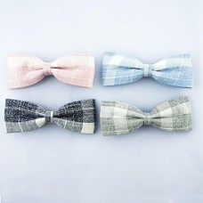 HAND Pretty Hair Clip with a Check Pattern Fabric Bow - Pack of 2