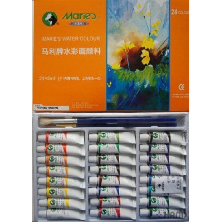 Maries Assorted Watercolur Paints Set of (24) + 2 Free Watercolour Brushes Maries Assorted Watercolur Paints Set of (24) + 2 Free Watercolour Brushes