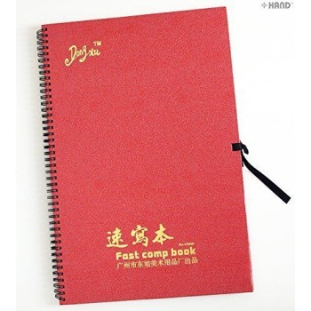 No10008 8K Professional High Quality Hardback Light to Carry Sketch Book - Off White Textured 120gm Paper, size 26 x 38 cm, appx 30 Sheets - Pack of 2