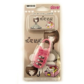 Clover Colourful 3 Digit Combination Padlock for Your School, Home, Locker, Bag, Diary - It's My Secret - Pink
