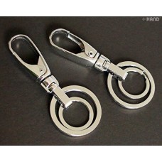 2 x NO.4 Solid All Metal Double Key Rings & Buckles