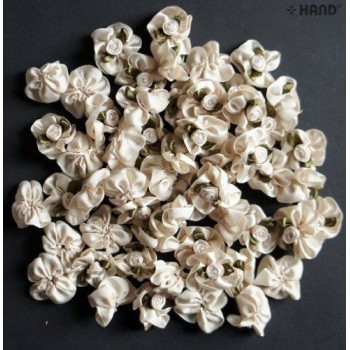 F10 Decorative DIY Craft Assorted Colours Flower with Bead Design Trims - pack of appx 50 (F10-2 Cream)