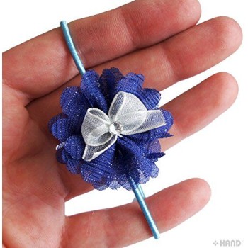 FHB02 Beautiful Fabric Flower with Rhinestones Hair Bands - Assorted Colours - Pack of 5 Pairs
