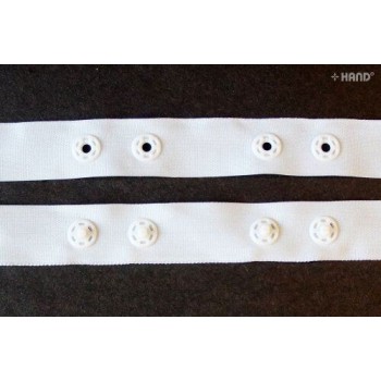 10 metres Push Button Tape 18mmW, 2 Buttons Pattern White