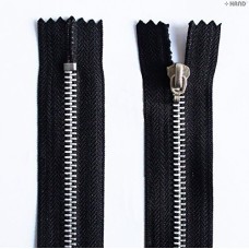 MZ15 Aluminium Metal Closed Ended Black No3 Zips 20cm- 5 pcs
