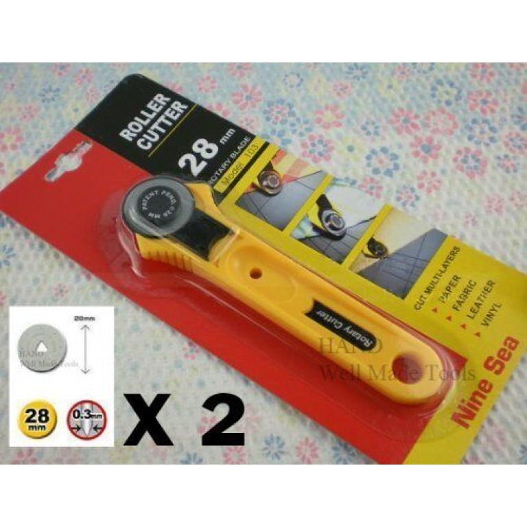 NINE SEA Standard Rotary Cutter 28mm Straight Handle Right Handed + 2 Free Blades Offer NINE SEA Standard Rotary Cutter 28mm Straight Handle Right Handed + 2 Free Blades Offer