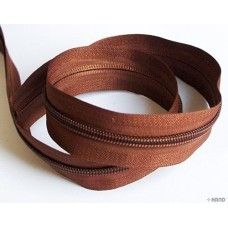 Continuous Cut to Any Size Upholstery Plastic Zip 32mm Width - 5 metres (Brown)