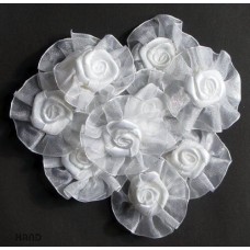 F9 Decorative DIY Craft Assorted Colours Flower Design Trims - pack of 10 (F9-3 White)