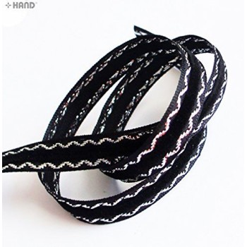 Elegant Black and Silver Craft DIY Party Ribbon Trim - Assorted Width and Styles (NO.FBS03 Velvet 10mmx20m)