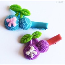 KHC Beautiful Girls Cartoon Alligator Hair Clips - Assorted Designs and Colours - Pack of 6 (KHC03 Cherry Shape)