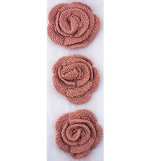 HAND® Knitted Dark Salmon Decorative Rosettes Sew on Trim with Net Backing - 1 Metre Appx 12 pcs (8 x 8 cm)
