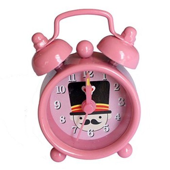 Soldier/Guard Extremely Silent Metal Twin Bell Alarm Clock - (Mini Pink)