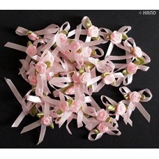 MPF4 Decorative DIY Wedding Craft Pink Flowers with Bow - pack of appx 30 - 9.5g