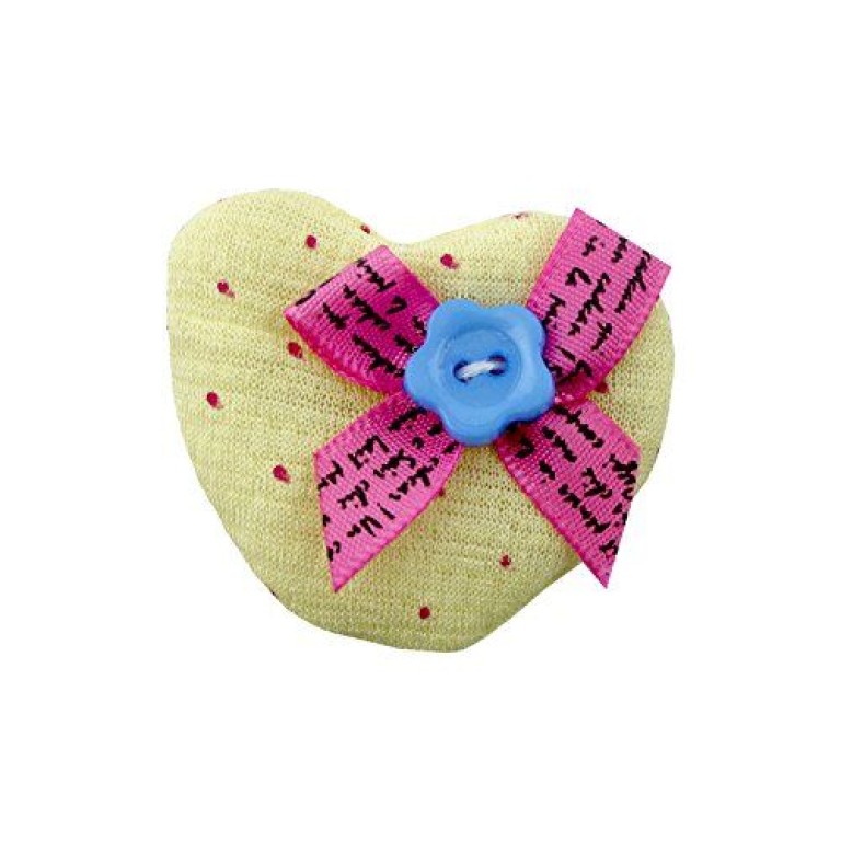 HAND H1003 Soft Padded Yellow Pretty Polka Dot Decorative Heart Bow and Flower Fabric Embellishment Trims - Pack of 5 HAND H1003 Soft Padded Yellow Pretty Polka Dot Decorative Heart Bow and Flower Fabric Embellishment Trims - Pack of 5
