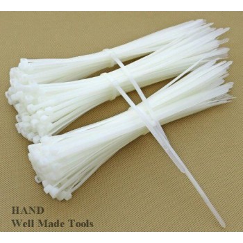 Self-locking Plastic Nylon Cable Ties, Zip Tie Wraps White (3mm x 200mm 500pcs) Self-locking Plastic Nylon Cable Ties, Zip Tie Wraps White (3mm x 200mm 500pcs)